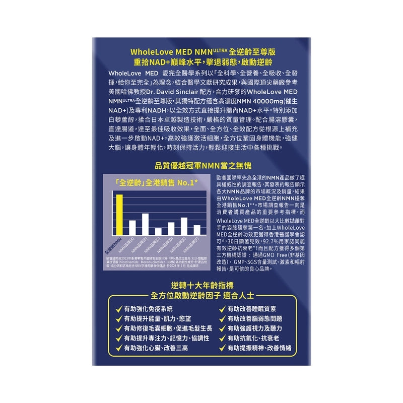 WholeLove MED爱完全医学系列全逆龄白金版NMN 70粒