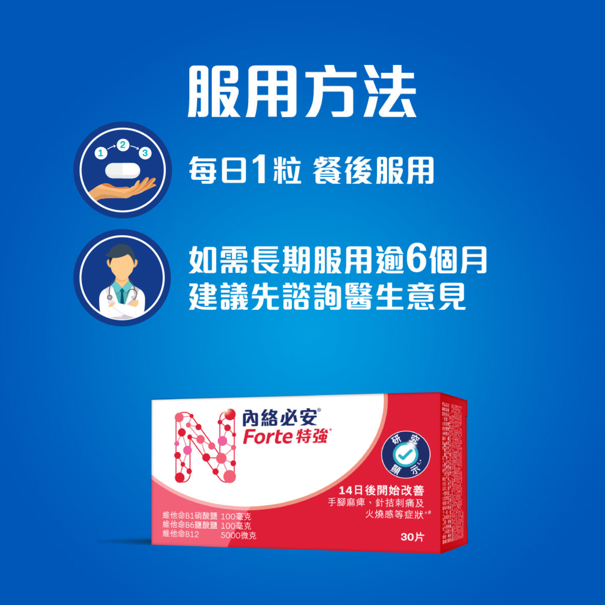 Neurobion 內絡必安特強30片 Neurobion - 維他命B雜 - B1, B6, B12 (修復受損神經線,舒緩腰酸背痛、肩頸膊痛、手痺腳痺、刺痛感)