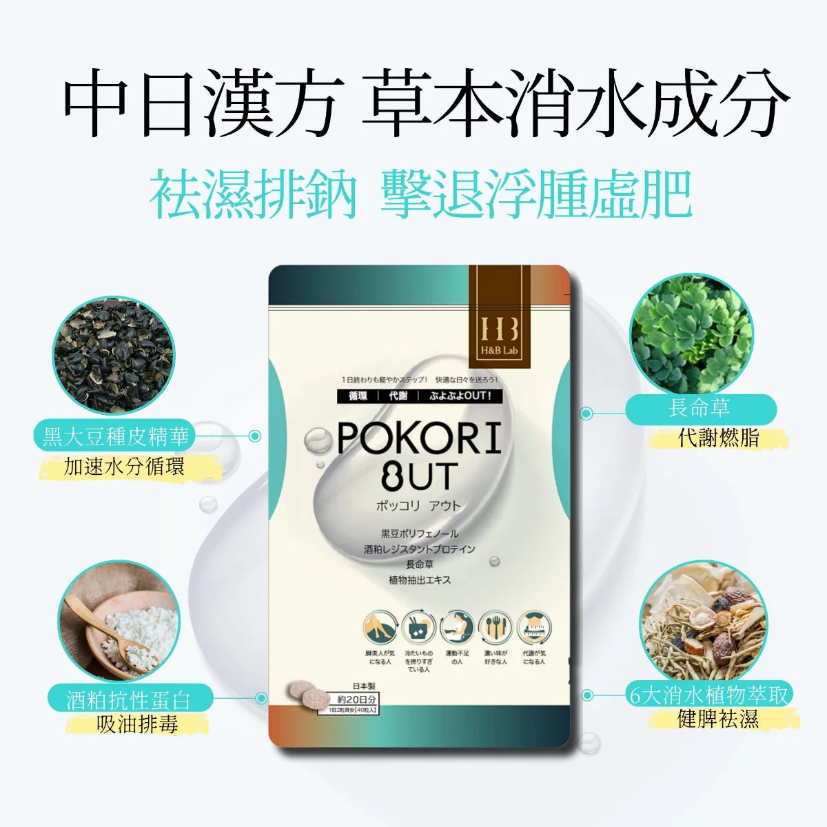 H&B Lab Pokori Out排濕循環丸 40粒