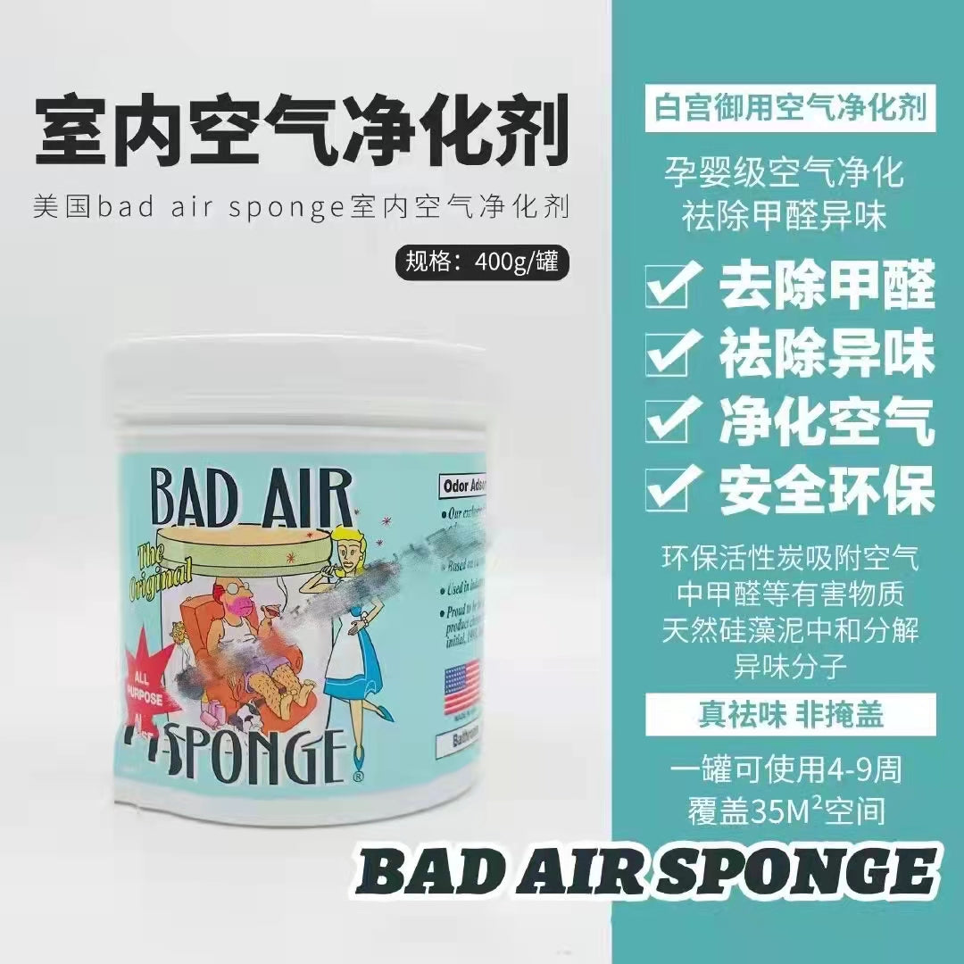 美国bad air sponge 室内空气净化剂 400G 适用于37平方的空间 使用时间45-90天 备孕必备 孕妇必备 新房新车必备