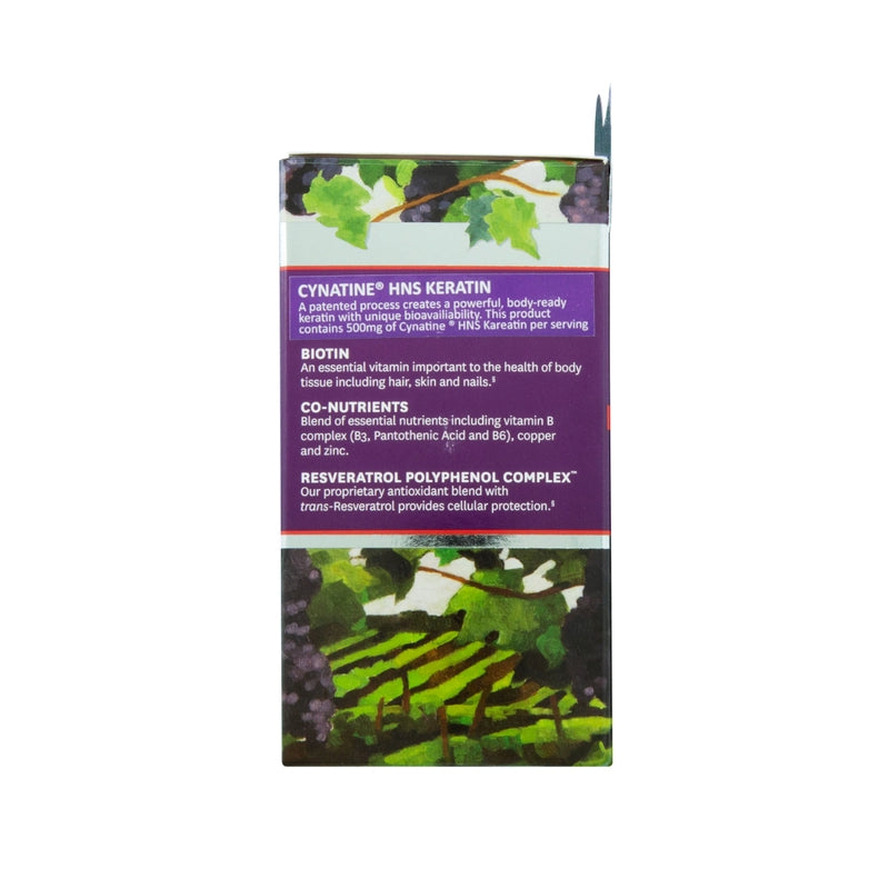 GNC ResVitale角蛋白活髮膠囊 60粒  當中蘊含生物素有助強韌和促進頭髮指甲生長，更可維持皮膚健康，令女士容光煥發！ 【2日送達】