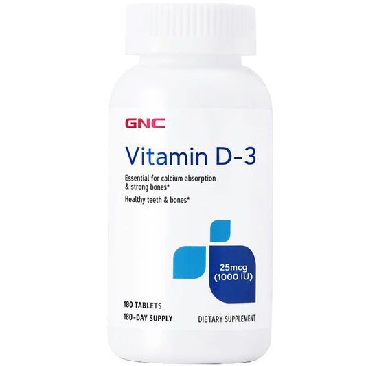 GNC - 維生素D3 25mcg 1000IU 180粒 GNC, Vitamin D3, 1,000 IU, 180 Tablets【2日送達】
