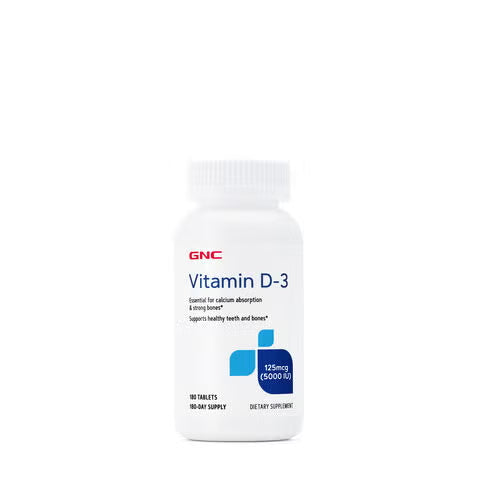 GNC - 維生素D3 125mcg 5000IU 180粒 GNC, Vitamin D3, 5,000 IU, 180 Tablets【2日送達】
